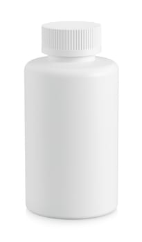 White plastic bottle with copy space isolated on white background