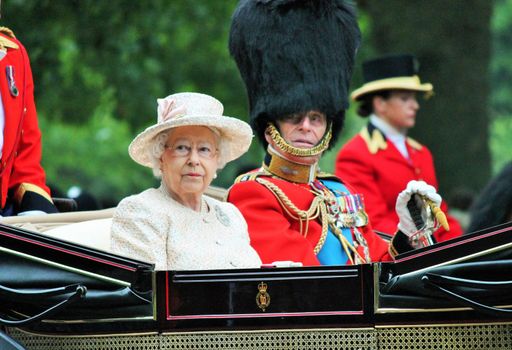 LONDON, UK - JUNE 13: Queen Elizabeth appears during Trooping the Colour ceremony, on June 13, 2015 in London, England, UK