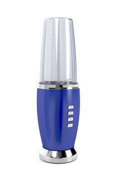 Blue electric blender on white background 