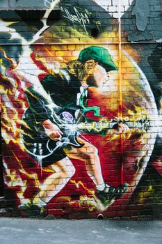 MELBOURNE/AUSTRALIA - FEBRUARY 6: Taken in Melbourne's famous graffiti laneways, this mural of AC/DC's Angus YOung was found in AC/DC Lane, Mlebourne.