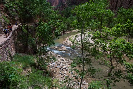 The Narrows trail in Zion National Park in Utah.