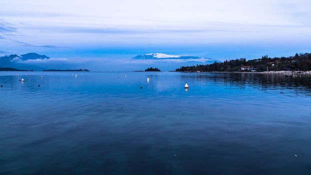 Last light of the day on Lake Garda, Brescia, Italy.