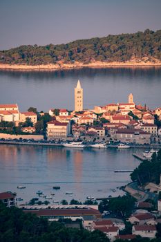 View of the town of Rab, Croatian tourist resort famous for its four bell towers.