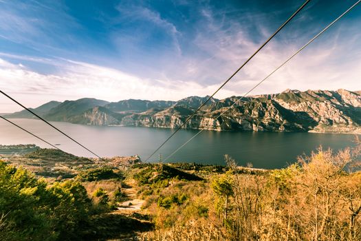 Lake Garda seen from the top station of the Malcesine - Mount Baldo cableway.