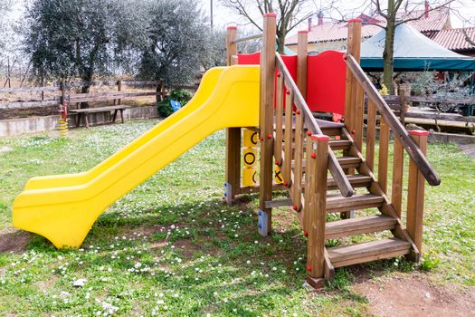 Facilities for children in an outdoor playground.