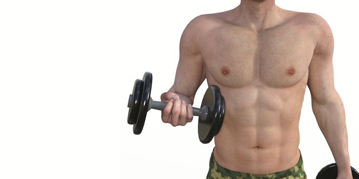 Man Exercising with Dumbbells as Fitness Concept