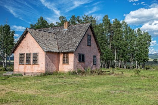 Abandoned home on the famous Mormon Row of Grand Tetons National Park, Wyoming.