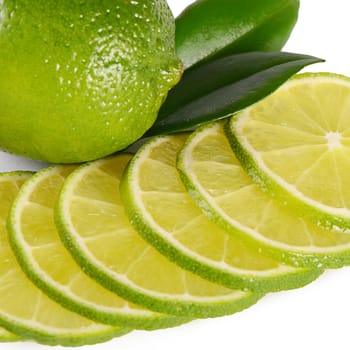 The fresh lime isolated on white background
