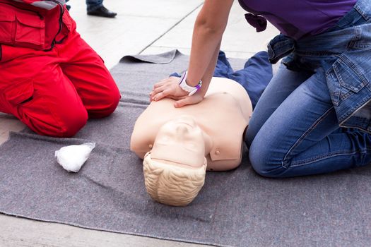 Cardiopulmonary resuscitation - CPR. First aid training.