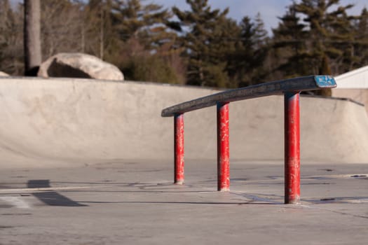 skateboard parkour with colourful rails