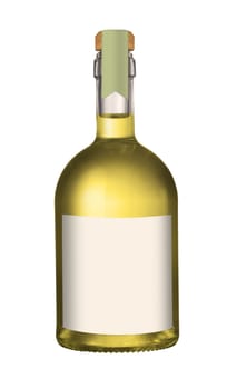 Small olive oil bottle with cork and label mockup isolated on white background