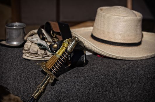 Civil War era officer's equipment.