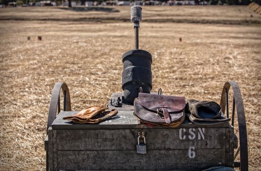 Civil War era mortar at the Hawes Farm Civil War Reenactment in Anderson, California.