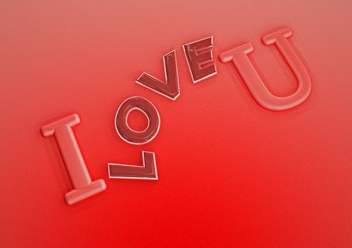 Dimensional inscription of I LOVE You on background