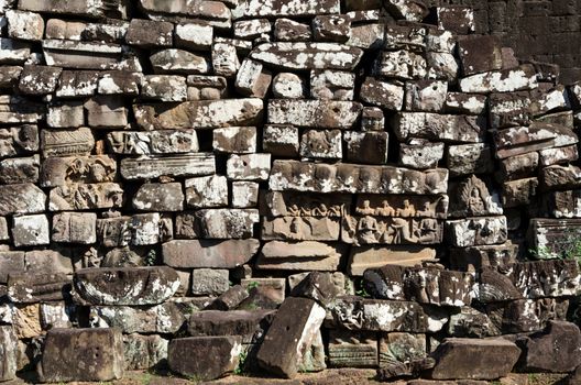 Texture of laterite in Bayon temple, angkor thom in siem reap, cambodia