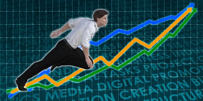 Racing to Success Business Executive Caucasian Man Illustration