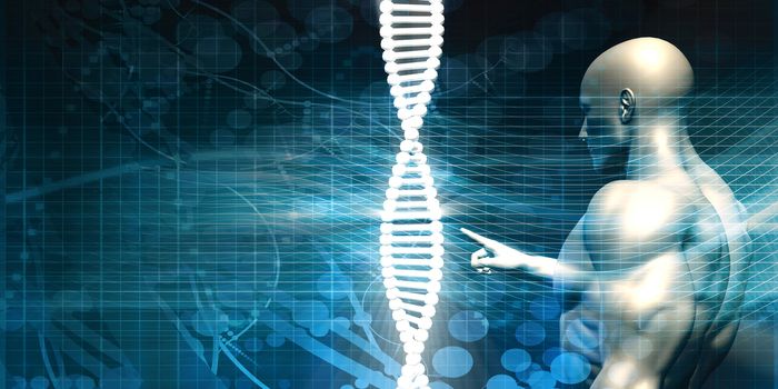 Scientist Analysing DNA Helix Strand in 3D as Art