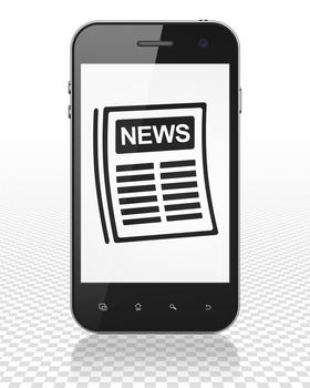 News concept: Smartphone with black Newspaper icon on display