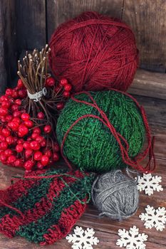 few skeins of wool yarn segment associated tissue