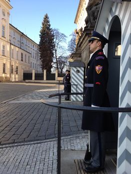 prague castle guard with winter uniform
prague, czech republic 13.11.2015
for editorial license