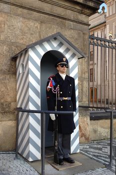 prague castle guard with winter uniform
prague, czech republic 13.11.2015
for editorial license