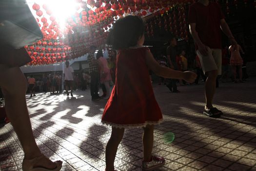 MALAYSIA, Kuala Lumpur: People gather at Thean Hou Temple on the first day of the Lunar New Year in Kuala Lumpur's popular Chinatown area on February 8, 2016. Some 25 percent of Malaysia's 29 million people are ethnic Chinese and celebrate the Lunar New Year, this year marking the Year of the Monkey. 