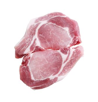 Raw pork chop isolated on white background with clipping path