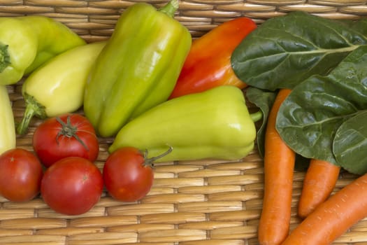 Multicolored freshly picked vegetables, organically produced