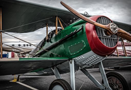 Redding, California, USA- September 28, 2014: A World War One French Spad is on display at the Redding Airshow in northern California.