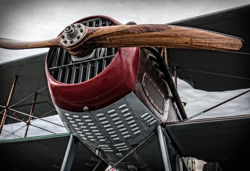 Redding, California, USA- September 28, 2014: A World War One French Spad is on display at the Redding Airshow in northern California.
