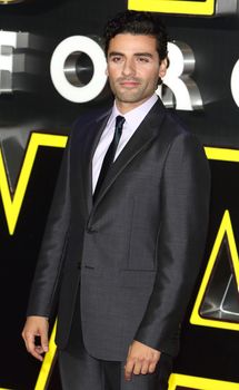 UNITED-KINGDOM, London : The Guatemalan actor plays newcomer Poe Dameron in last episode of Star Wars Oscar Isaac poses for photographers while Star Wars cast, crew and celebrities hit the red carpet for the last episode The Force Awakens European Premiere on December 16, 2015 in central London. 	