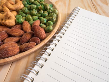 garden pea, Cashew nuts and Almonds, salted and note