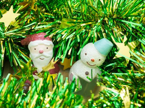 Santa Claus & snow man , decoration merry christmas & happy new year, select focus style