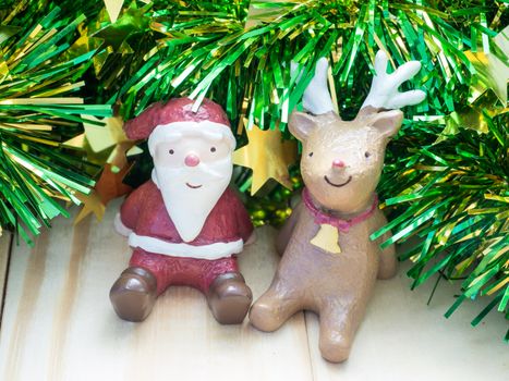 Santa Claus & Reindeer, decoration merry christmas & happy new year, select focus style
