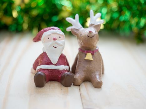 Santa Claus & Reindeer, decoration merry christmas & happy new year, select focus style