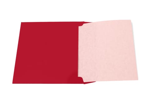 Red envelope with blank page isolated on a white background