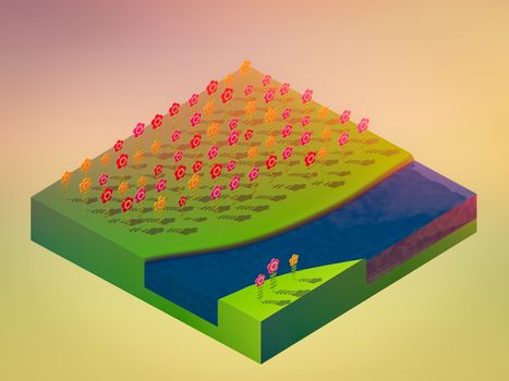 isometric nature and landscape, abstract background, isometric nature background