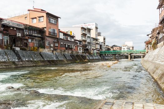 Takayama, Japan - December 24, 2015 : Canal in Takayama old town on December 24, 2015 in Takayama, Japan.