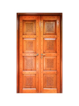 Art detail of wooden door.