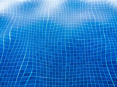 Water ripple in swimming pool with straight line.