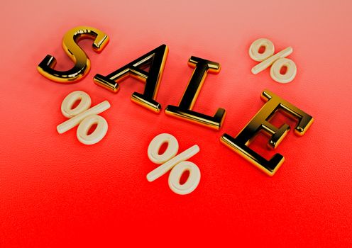Dimensional inscription of SALE and percents near it.