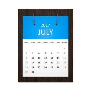 An image of a stylish calendar for event planning 2017 july