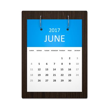 An image of a stylish calendar for event planning 2017 june