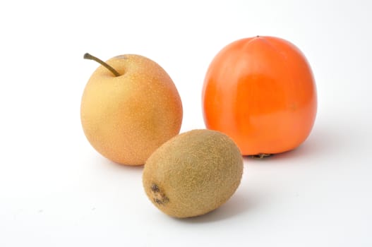 Fresh fruits on white background