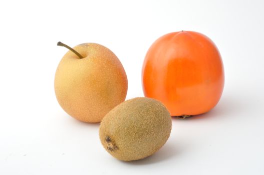 Fresh fruits on white background