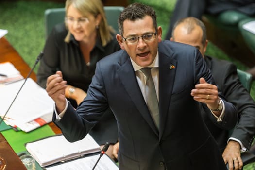 MELBOURNE/AUSTRALIA - FEBRUARY 9: The Victorian State Premier, Daniel Andrews, defends his governments policy on Level Crossings at 2016's first question time.