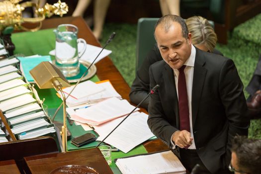 MELBOURNE/AUSTRALIA - FEBRUARY 9: The Deputy Premier,  Hon. James Merlino, answers questions over the long summer V/Line cancellations in the first question time for 2016.