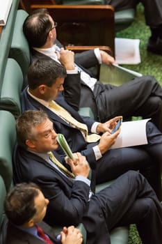 MELBOURNE/AUSTRALIA - FEBRUARY 9: Opposition Senior Ministers watch on in Question Time as Parliament resumes for 2016.