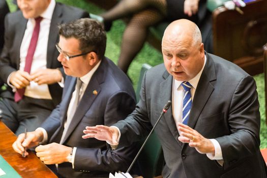 MELBOURNE/AUSTRALIA - FEBRUARY 9: The State Treasurer, Tim Pallas, answers questions over excessive government spending as parliament resumes for 2016.