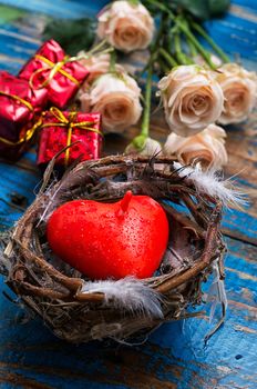 spring bird nest as symbol of Valentine's day